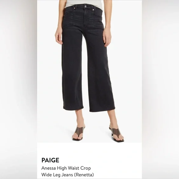 PAIGE Charcoal Cropped Wide-Leg Jeans - Picture 5 of 5